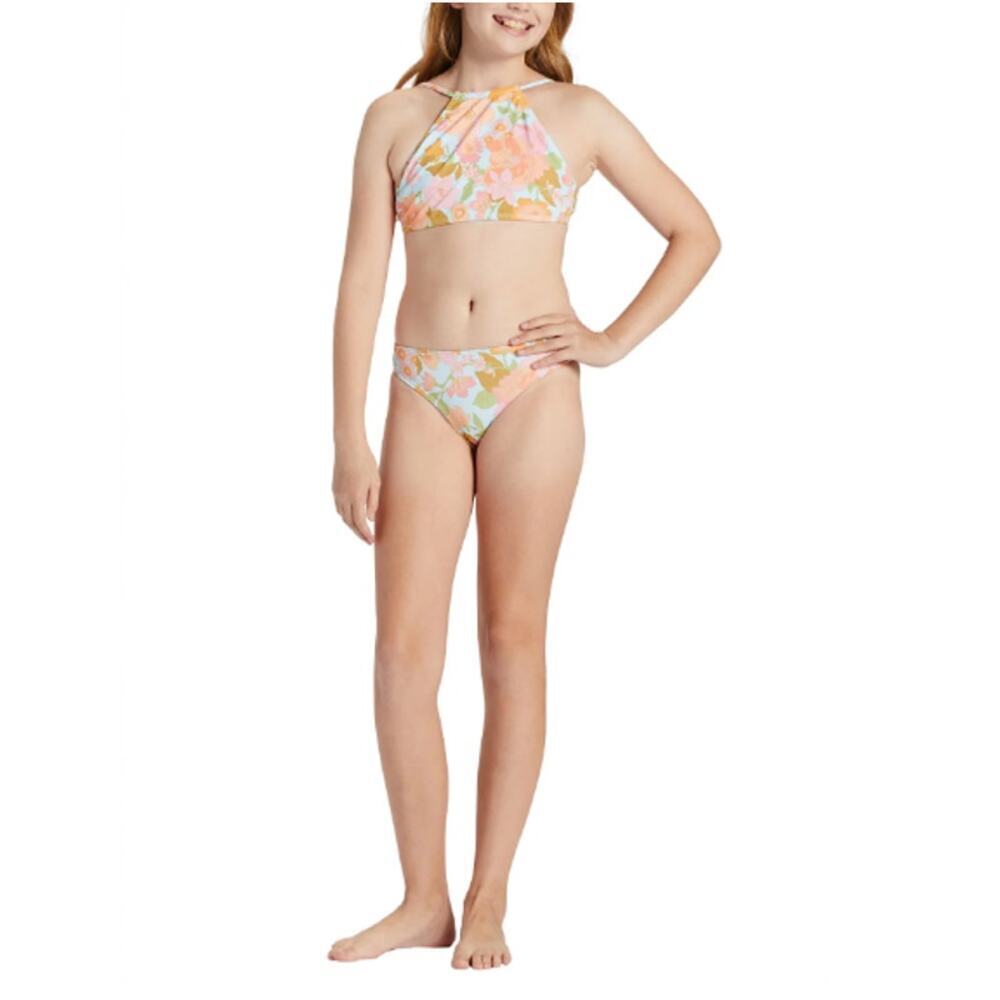 Billabong Girls Multi Blown Away Volley High Neck Swim Set Size 7